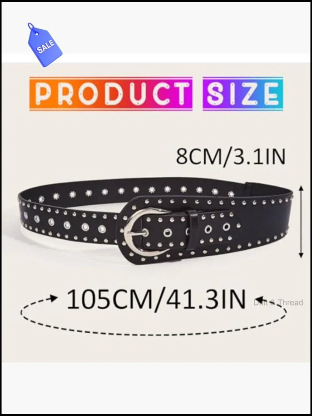 Wide Leather Belt Chunky Studded Punk Waist Belt for Women